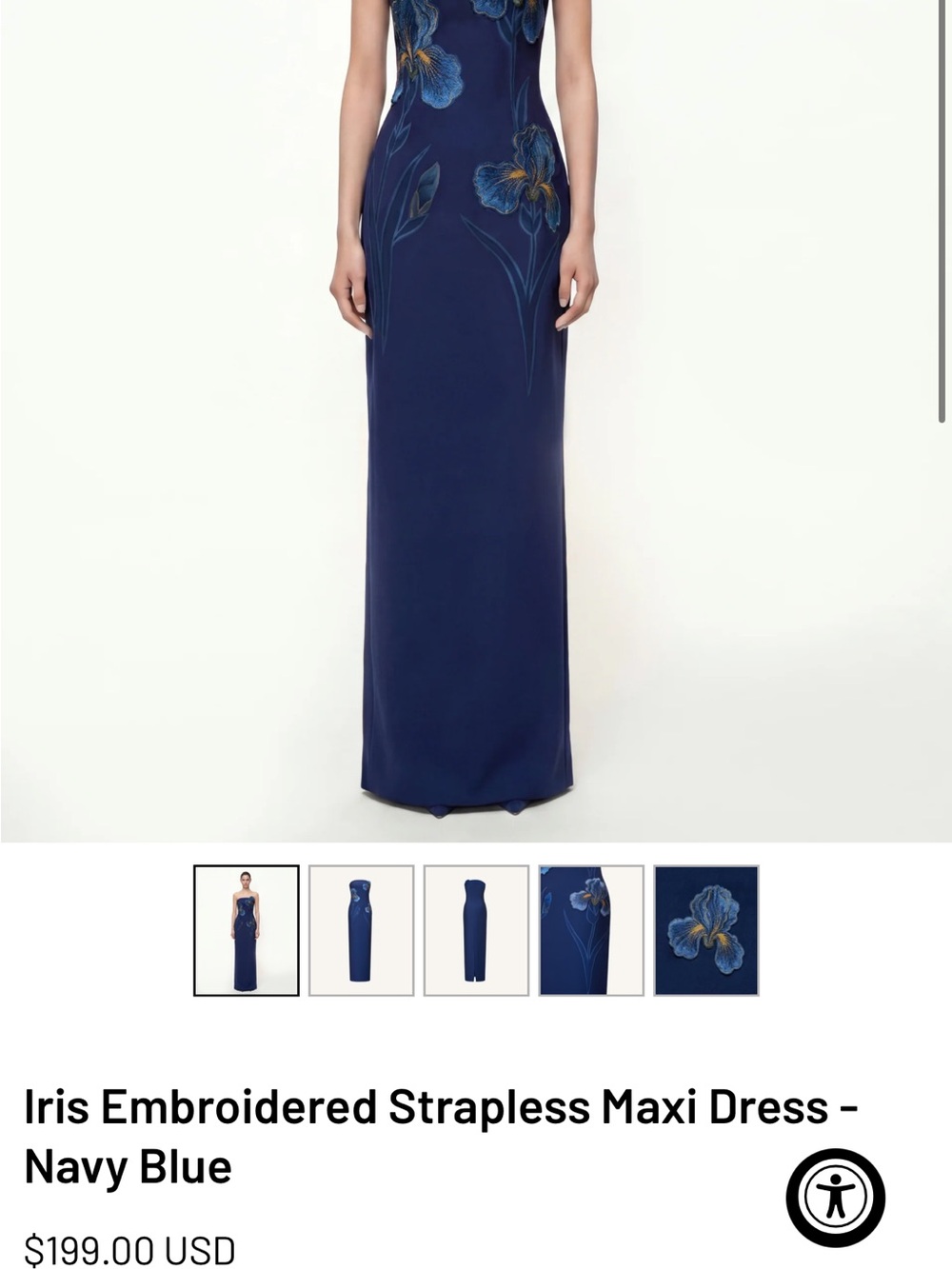 JW PEI Navy Blue Iris Embroidered Maxi Skirt